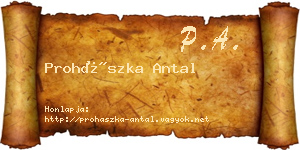 Prohászka Antal névjegykártya